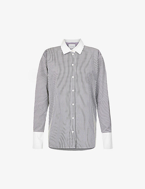 FRAME: Oversized striped organic-cotton shirt