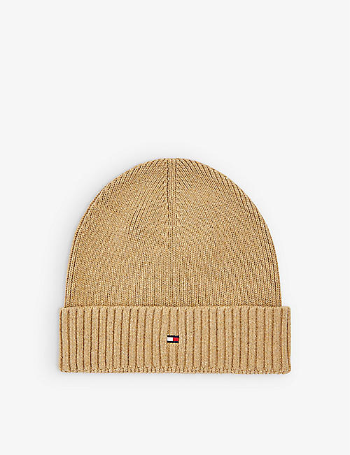 TOMMY HILFIGER: Essential flag-embroidered cotton-cashmere beanie