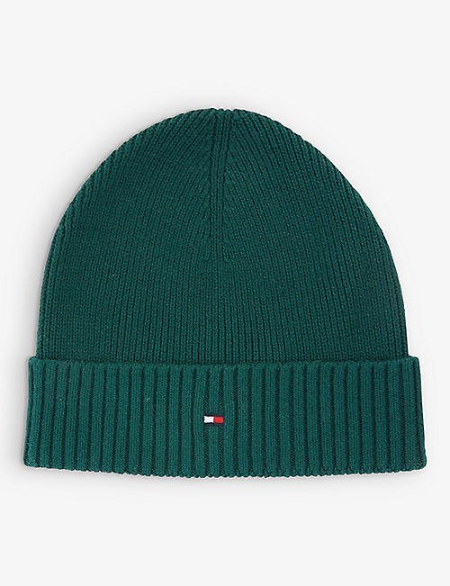 TOMMY HILFIGER: Essential flag-embroidered cotton and cashmere-blend beanie