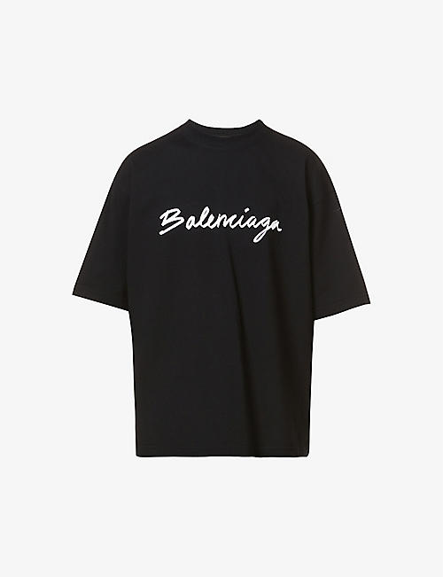BALENCIAGA: Scribble logo-print cotton-jersey T-shirt