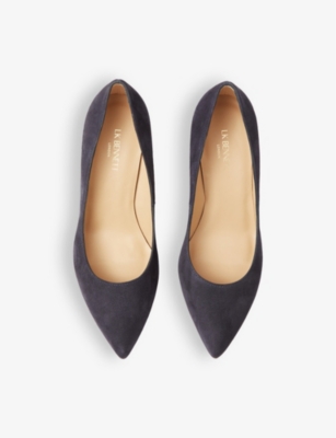 Lk Bennett Womens Blu-navy Fern Pointed-toe Suede Heeled Courts In Blu-navy