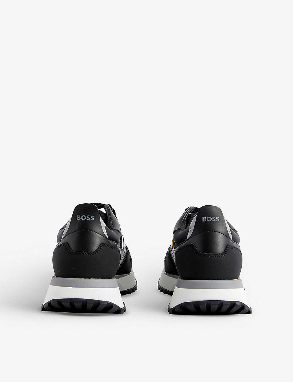 BOSS Striped-trim faux-leather and mesh low-top trainers