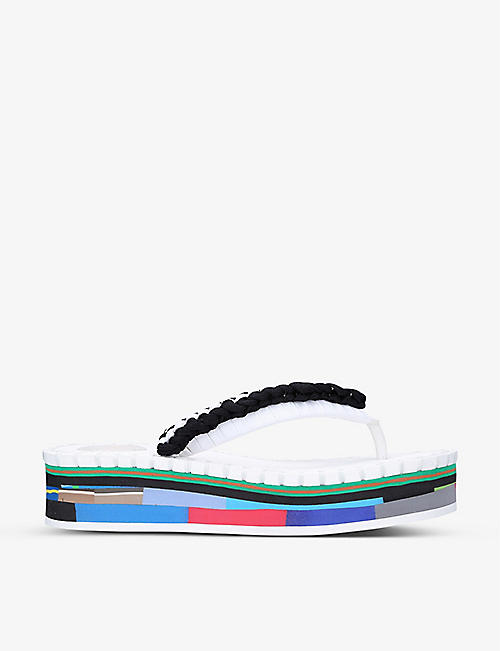 CHLOE: Lou contrast-sole recycled polyester-blend flatform flip-flops