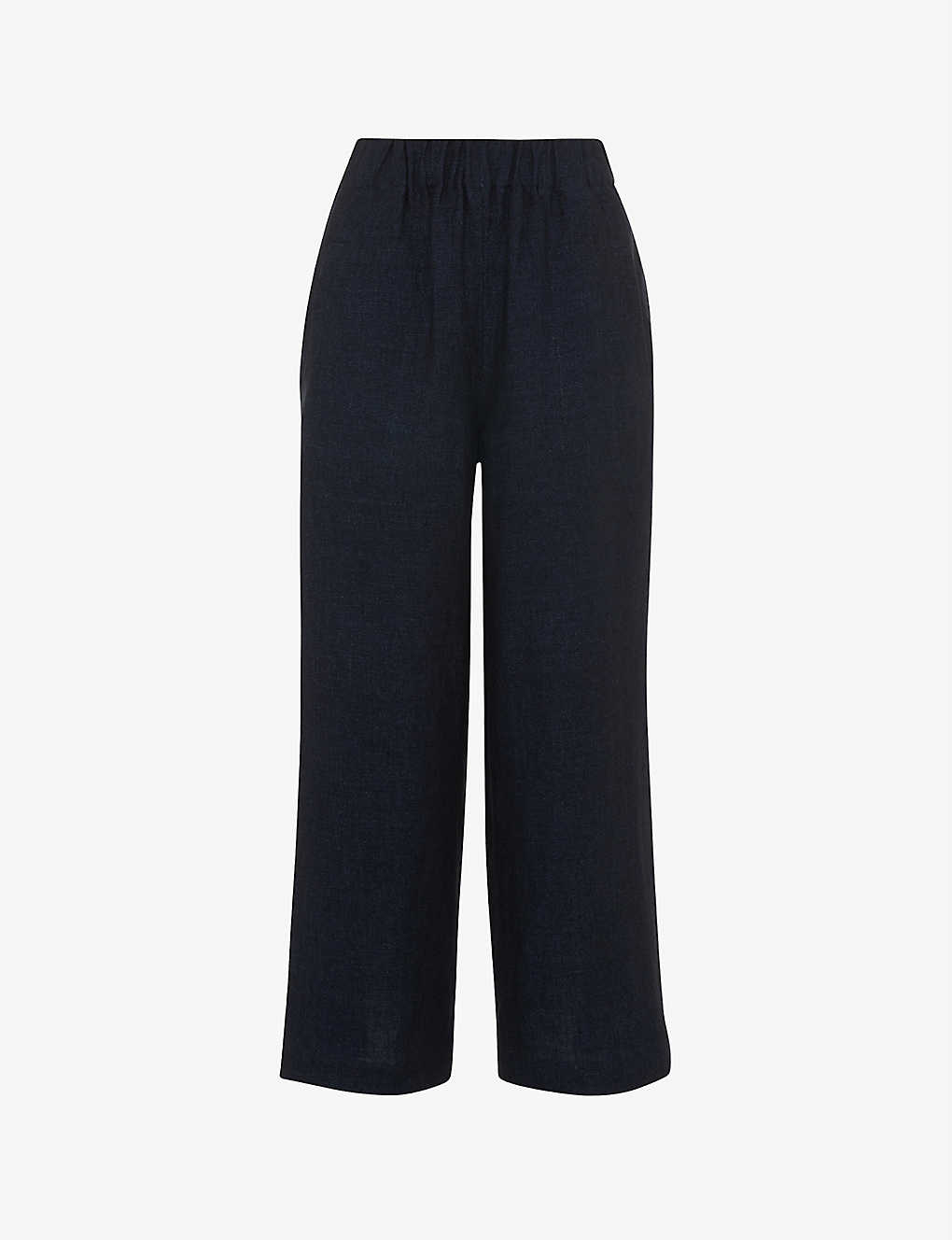 Whistles Womens Navy Relaxed-fit High-rise Linen Trousers