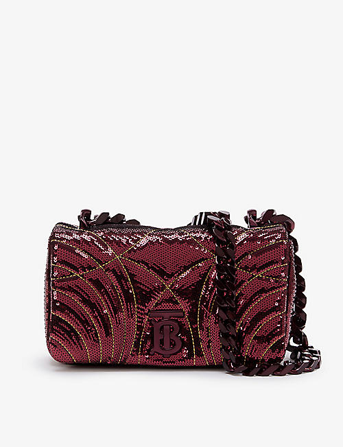 BURBERRY: Lola small sequinned leather shoulder bag