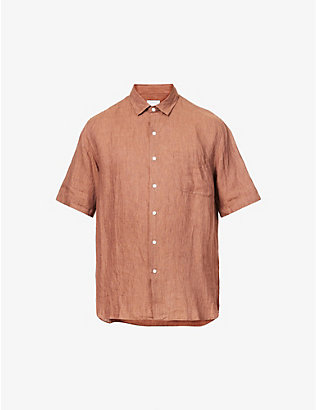 SUNSPEL: Textured short-sleeve relaxed-fit linen shirt
