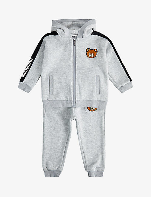 MOSCHINO: Teddy Bear logo-tape cotton-blend tracksuit 3 months-3 years