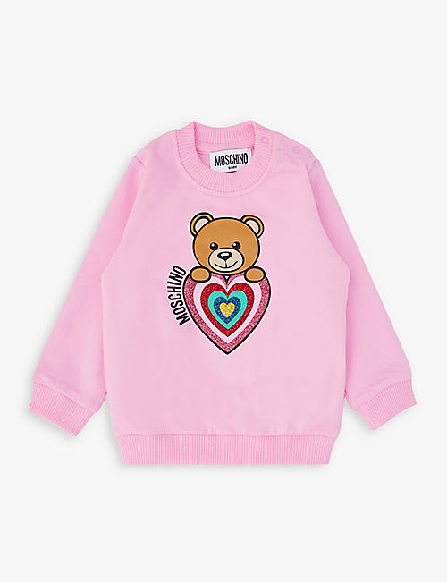 MOSCHINO: Heart Bear graphic-print stretch-cotton sweatshirt 3 month- 3 years