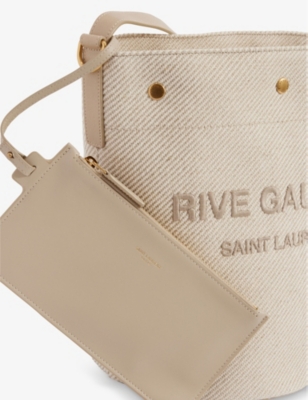 SAINT LAURENT Rive Gauche linen and cotton-blend bucket bag