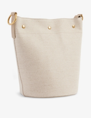 SAINT LAURENT Rive Gauche linen and cotton-blend bucket bag