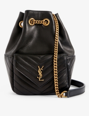 SAINT LAURENT: Monogram mini leather bucket bag