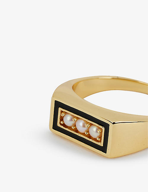 Cacti 18ct yellow gold-plated sterling silver and enamel ring Selfridges & Co Men Accessories Jewelry Rings 