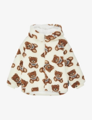 MOSCHINO Bear-print brand-tab woven jacket 10-14 years