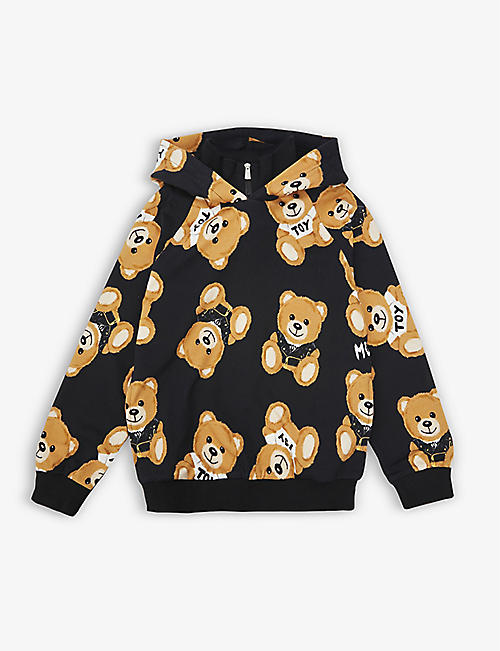 MOSCHINO: Bear-print relaxed-fit stretch-cotton jersey hoody 4-14 years