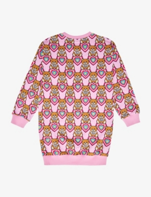 MOSCHINO Heart-print stretch-cotton jersey dress 6-14 years