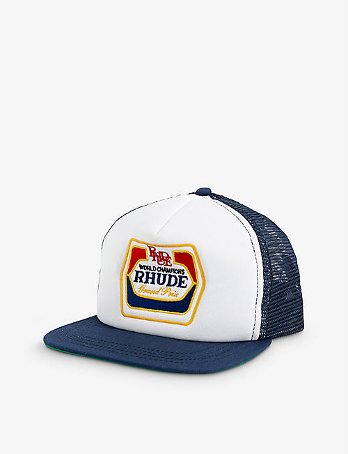 RHUDE: Grand Prix brand-embroidered woven trucker cap