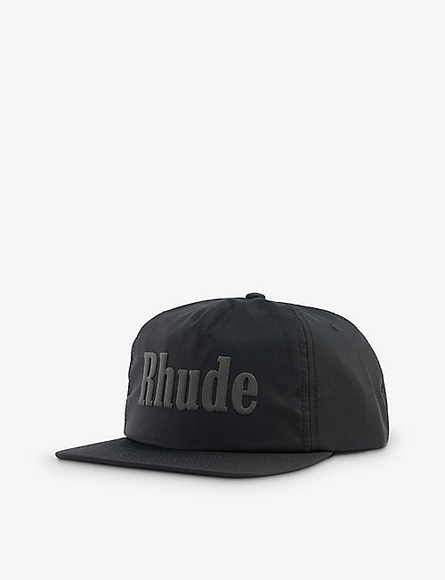 RHUDE: Logo-print curved-peak woven baseball cap