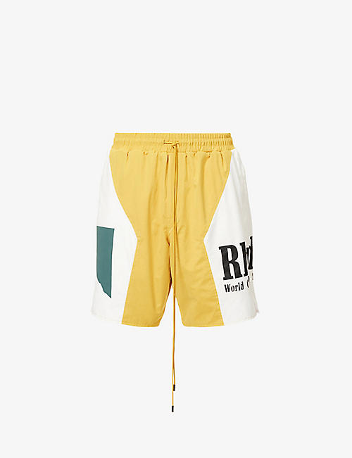 RHUDE：休闲版型徽标印花梭织短裤