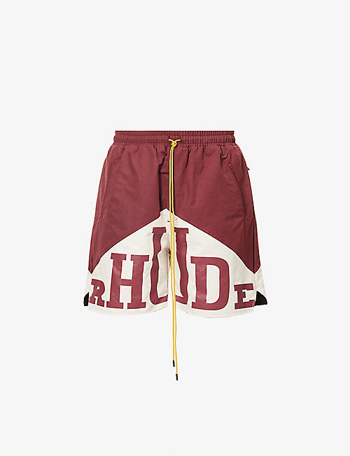 RHUDE: Yachting brand-print cotton-blend shorts