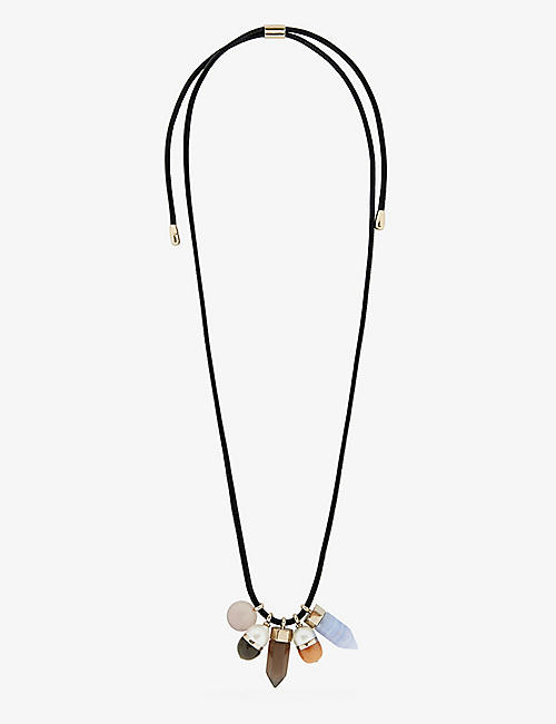 CHLOE: Darcey brass and leather necklace