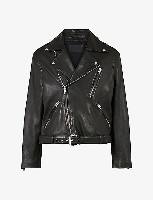 ALLSAINTS: Allen belted-hem leather biker jacket