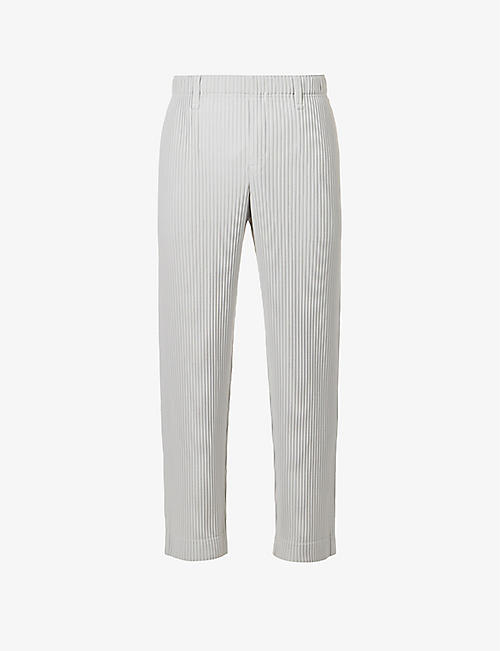 HOMME PLISSE ISSEY MIYAKE: Basics pleated straight-leg regular-fit knitted trousers