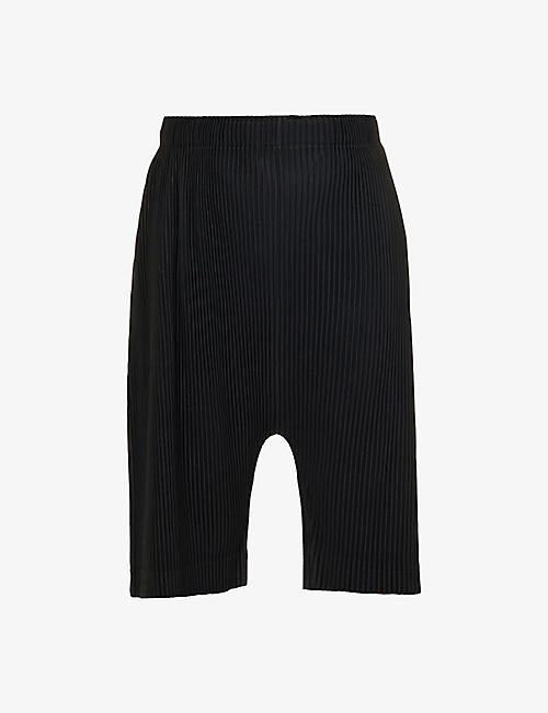 HOMME PLISSE ISSEY MIYAKE: Pleated relaxed-fit mid-rise knitted shorts