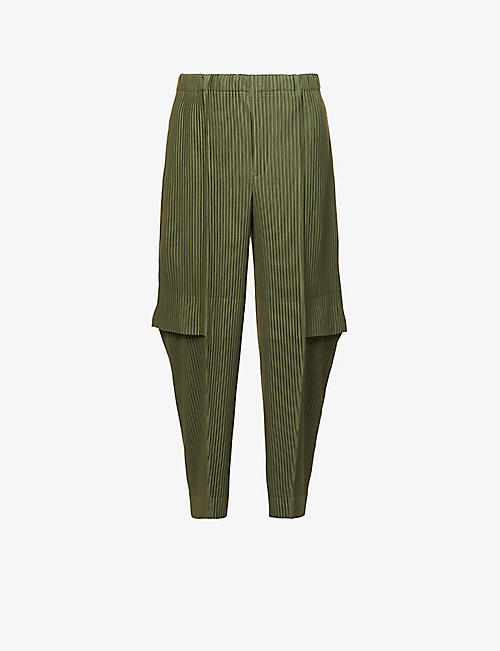 HOMME PLISSE ISSEY MIYAKE: Cargo pleated mid-rise straight-leg woven trouser