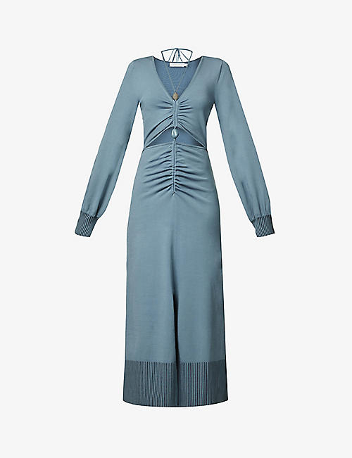 JONATHAN SIMKHAI: Inez stone-embellished knitted midi dress