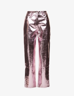 Lupe metallic high-rise straight-leg faux-leather trousers Amy Lynn