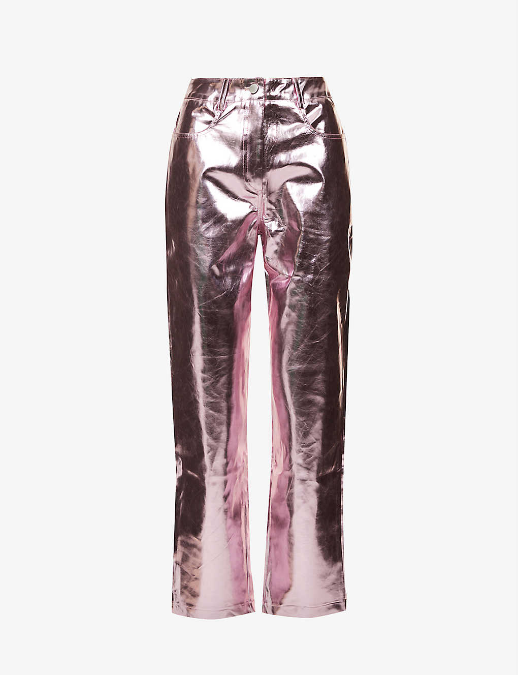 Lupe metallic high-rise straight-leg faux-leather trousers Amy Lynn