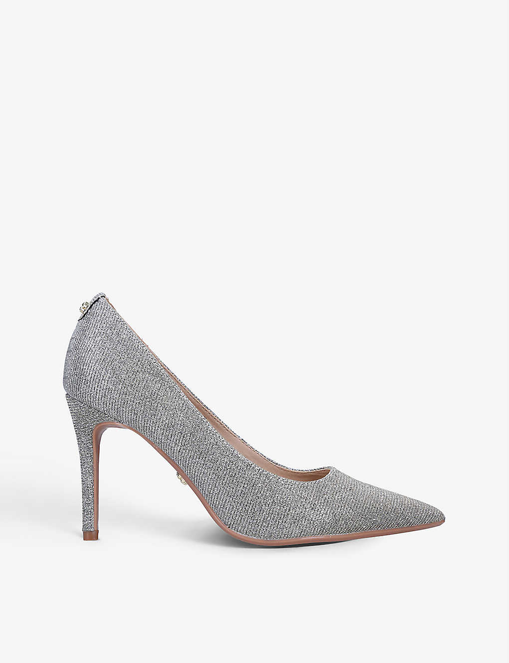 Carvela Classique Glitter-fabric Court Shoes In Silver