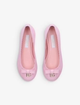 Shop Dolce & Gabbana Vernice Dg-logo Patent-leather Ballet Flats 6-10 Years In Pink
