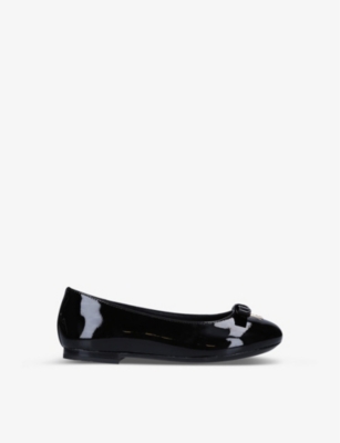 Shop Dolce & Gabbana Girls Black Kids Vernice Dg-logo Patent-leather Ballet Flats 6-9 Years