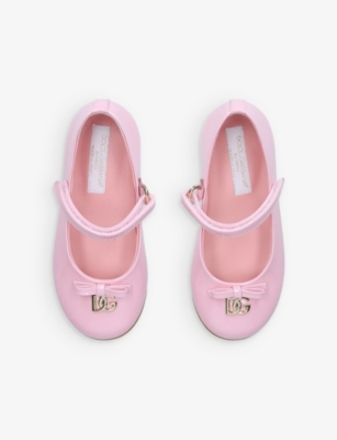 DOLCE & GABBANA: Vernice DG-logo patent-leather ballet flats 6 months-4 years