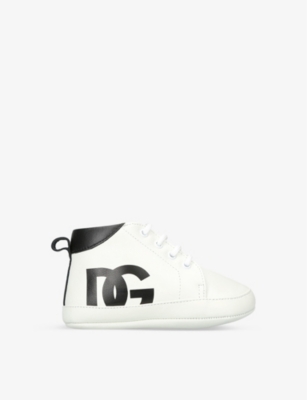 DOLCE & GABBANA: DG-logo leather trainers 4-6 months