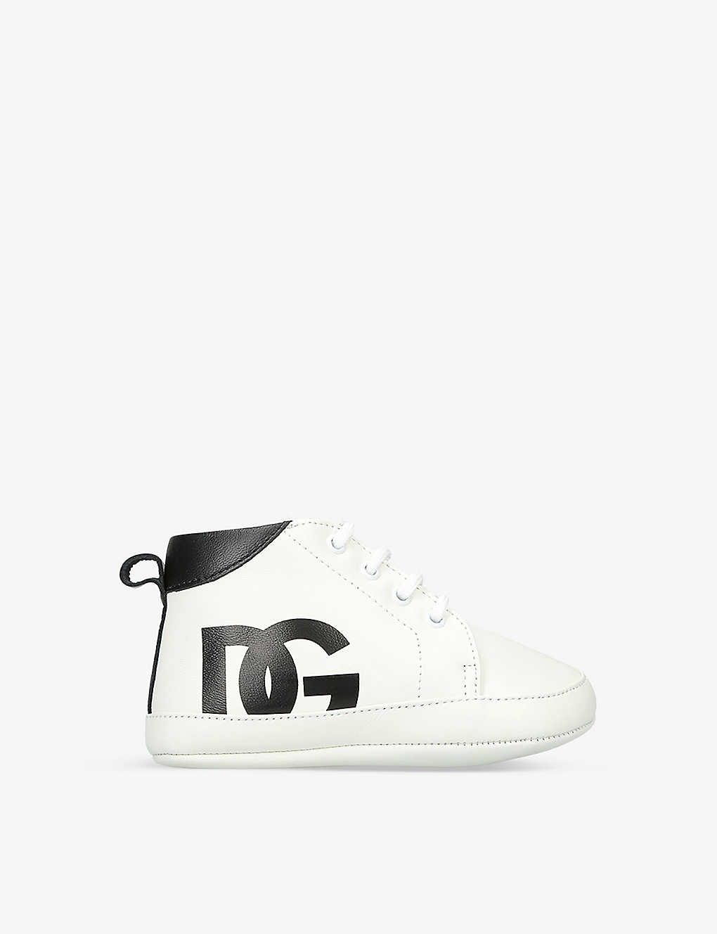 Dolce & Gabbana Kids' Dg-logo Leather Trainers 4-6 Months In White/blk