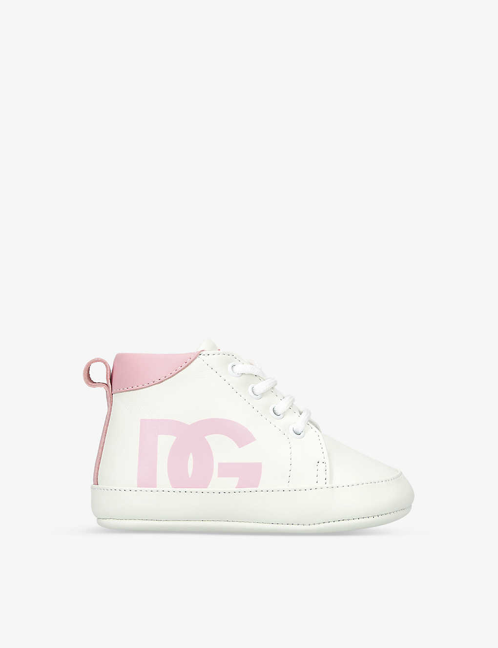 Dolce & Gabbana Kids' Dg-logo Leather Trainers 4-6 Months In White/oth