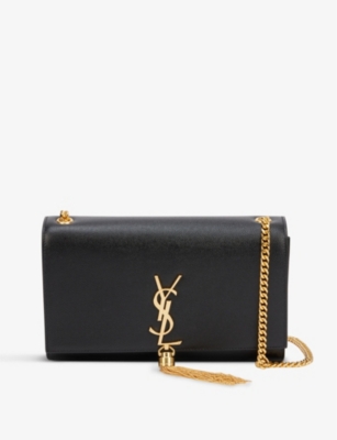 Shop Saint Laurent Womens Black/gold Kate Chain-tasselled Medium Leather Shoulder Bag