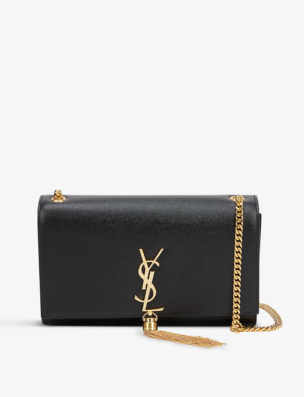 Saint Laurent Kate Chain-tasselled Medium Leather Shoulder Bag In Black/gold