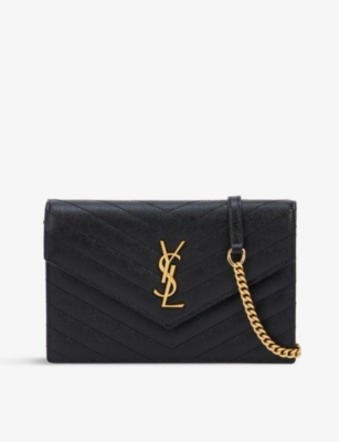 SAINT LAURENT - Monogram leather wallet-on-chain | Selfridges.com