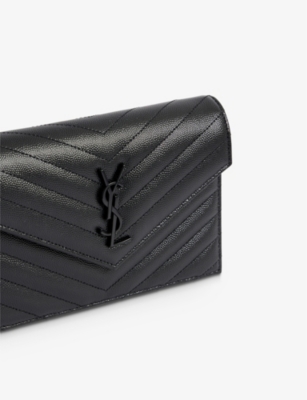 SAINT LAURENT Envelope monogram leather wallet-on-chain