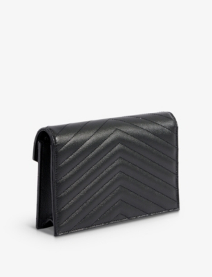 SAINT LAURENT Envelope monogram leather wallet-on-chain