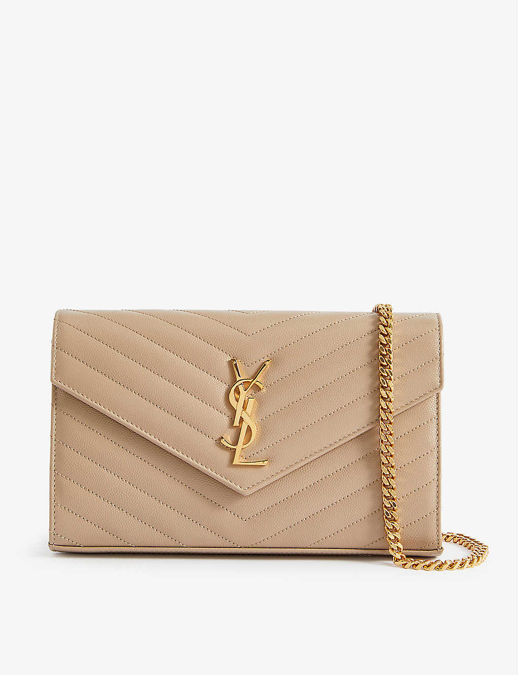 Authentic YSL Saint Laurent tan gold zipper wallet - Depop