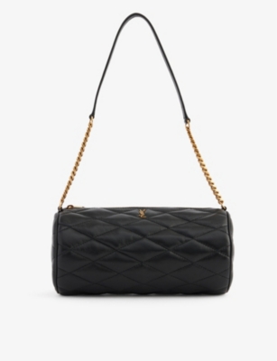 Saint Laurent Sade Leather Shoulder Bag In Black/gold