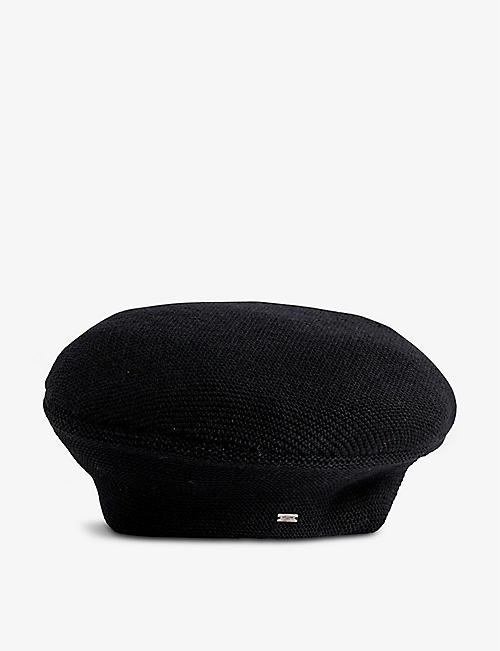 SAINT LAURENT: Classique Mail brand-plaque wool beret  