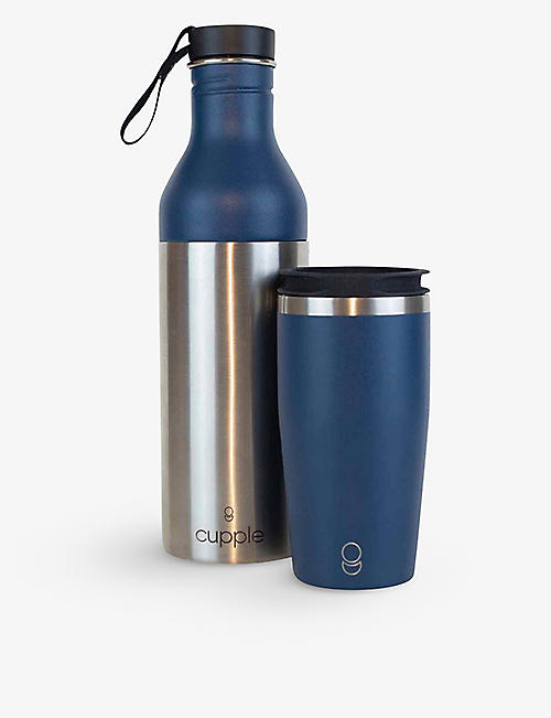 CUPPLE: Logo-print stainless-steel water bottle and cup set