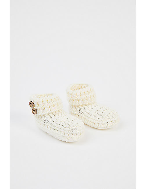THE LITTLE TAILOR: Button-detailed cotton-knit booties 6-12 months