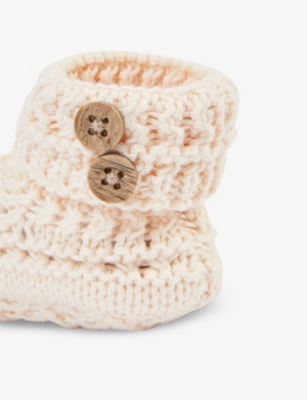 THE LITTLE TAILOR: Button-detailed cotton-knit booties 6-12 months