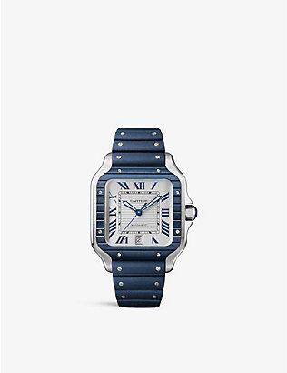CARTIER: Santos de Cartier PVD-coated stainless-steel automatic watch